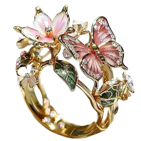 PAURO Rose Rings for Women Gold Plated Stainless Steel Flower Statement ...