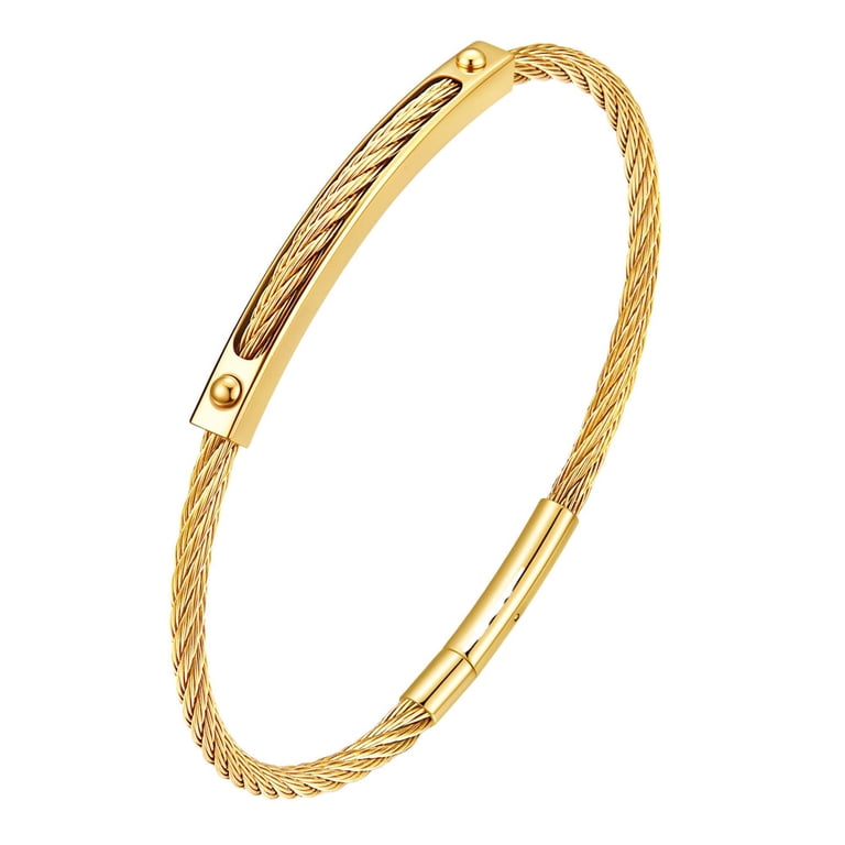 PAURO Cable Bracelets for Women Men Couples Thin 3MM Wire Cable