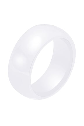 Ceramic Rings for Men Women Couples Band Smooth Personalized Statement Wide Unique Everyday Simple Elegance Thumb Jewelry White 8mm Size 8
