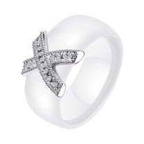 PAURO Ceramics Rings for Men Women Cubic Zirconia 8MM Wide Size 5 Stainless Steel Pink Black Colorful Personalized Statement Simple Dainty Colorful Couples Jewelry White Size 12