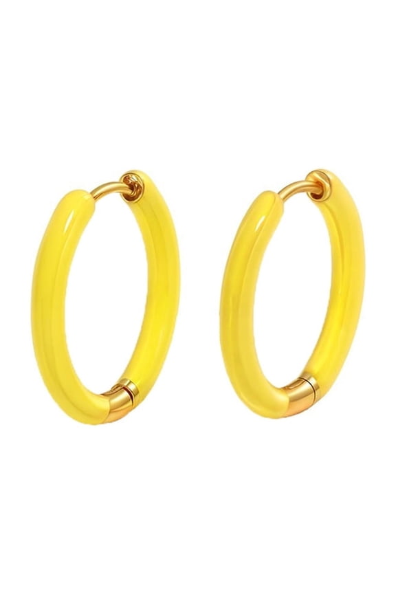 Colorful Hoop Earrings for Women Multicolor Circle Boho Festival Jewelry Summer Bright Rainbow Lightweight Earrings Gift for Her Yellow