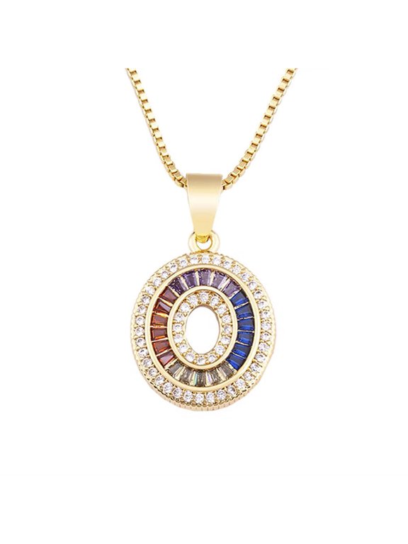 Colorful Necklaces for Women and Men Number Chain Stainless Steel Pendant Personalized Cubic Zirconia Dainty Jewelry Number 0