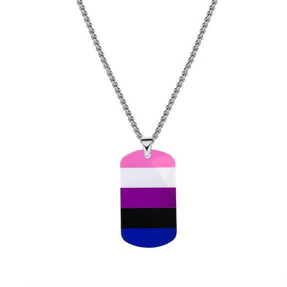 PAURO Colorful Pendant Necklace for Women Stainless Steel Friendship Gay Pride Accessories Lgbt Square Rainbow Jewelry Type 3