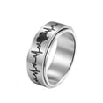 thumbnail image 1 of PAURO Couples 8mm Stainless Steel Heartbeat Romantic Wedding Promise Ring Silver Size 13, 1 of 6