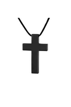 Cross Necklace for Men Women Stainless Steel Religious Pendant Silver Black Couple Waxed Rope Adjustable Prayer Faith Simple Gift Personalized Jewelry Black