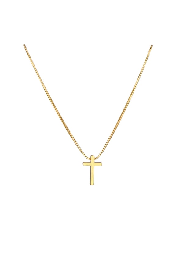 Cross Necklace for Women Small thin Stainless Steel Black Silver Gold Plated Elegant Pendant Dainty Simple Chain Unique Statement Faith Jewelry Gold