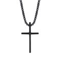 thumbnail image 1 of PAURO Cross Necklaces for Men, Stainless Steel Plain Crucifix Pendant Choker with Chain, Black, 1 of 5