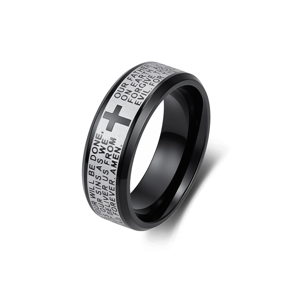 PAURO Cross Rings for Men Lords Prayer Stainless Steel Christian Faith ...