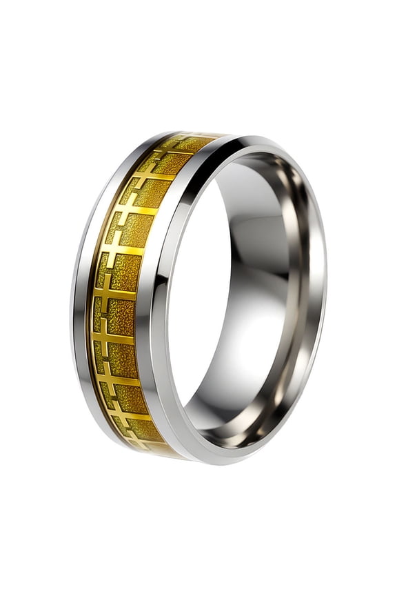 Cross Rings for Men Women Couples Stainless Steel Silver Gold Plated Colorful 8MM Statement Personalized Unique Cool Faith Dainty Jewelry Style 6 Size 6