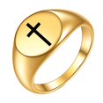 thumbnail image 1 of PAURO Cross Rings for Men Women Black Silver Rose Gold Plated Pinky Cool Simple Personalized Statement Dainty Circle Jewelry Gold Size 10, 1 of 6