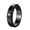 thumbnail image 1 of PAURO Cross Rotating Rins for Men and Women Size 13 Stainless Steel 6MM Black Silver Gold Plated Personalized Statement Dainty Simple Jewelry Black Size 13, 1 of 5