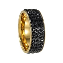 PAURO Cubic Zirconia Rings for Men Women Couples Gold Plated Stainless Steel Black Blue Green Red Wide 8MM Dainty Personalized Statement Jewelry Black Size 10