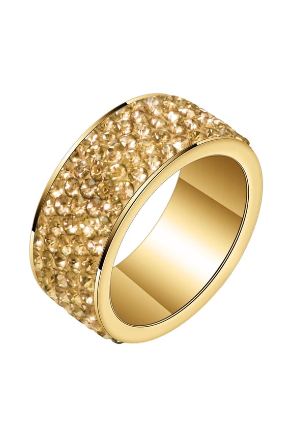 Cubic Zirconia Rings for Women Men Band Stainless Steel CZ Couples Eternity Wedding Personalized Simple Dainty Elegance Jewelry 8mm Gold Plated Size 10