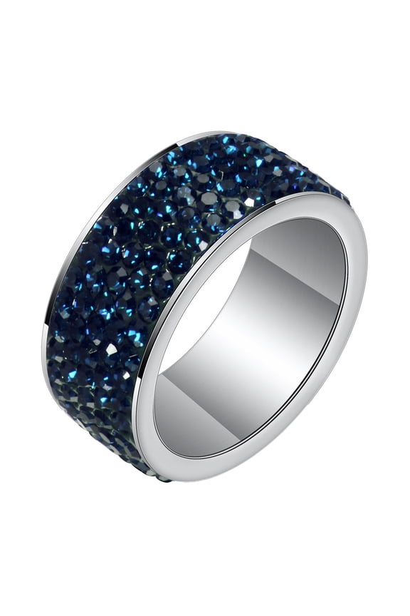 Cubic Zirconia Rings for Women Men Couples Bands Wide Colorful Stainless Steel Eternity Wedding Personalized Simple Dainty Elegance Jewelry Deep Blue Size 11
