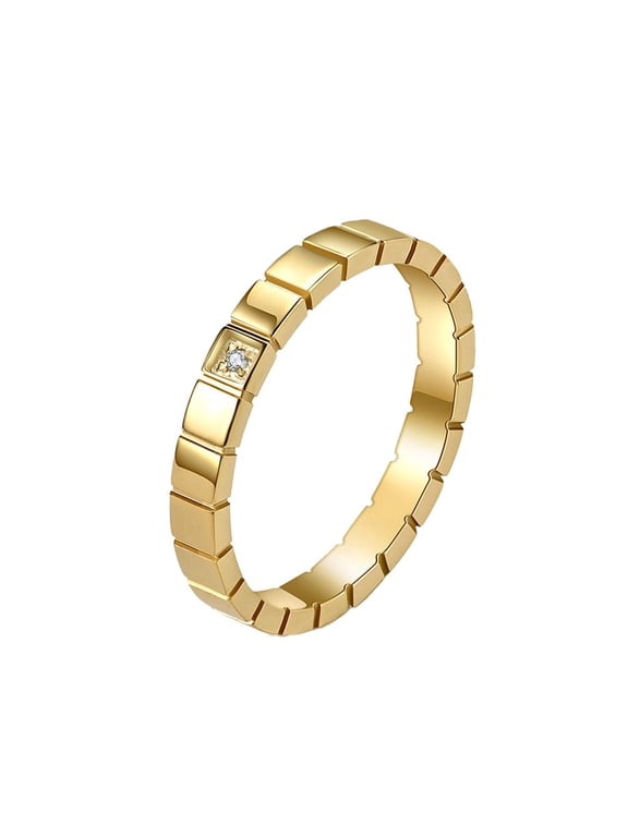 Cubic Zirconia Rings for Women Stackable Band 3mm Black Silver Gold Plated Promise Personalized Stainless Steel Thin Simpl Pinky Ring Gifts Jewelry Gold Size 5