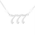 thumbnail image 1 of PAURO Dainty Imitation Pearl Angel Numbers Necklaces for Women Stainless Steel Silver Plated 777 Number Pendant Charm Numerology Jewelry, 1 of 2