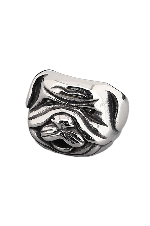 Dog Rings for Men Animal Stainless Steel Chinese Zodiac Silver Personalized Statement Unique Simple Punk Simple Band Jewelry Size 8