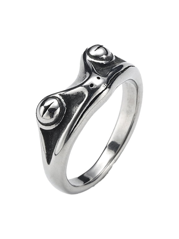 Frog Rings for Men Women Toad Animal Stainless Steel Colorful Retro Silver Gold Plated Personalized Statement Unique Simple Punk Vintage Cute Band Jewelry Silver Size 8