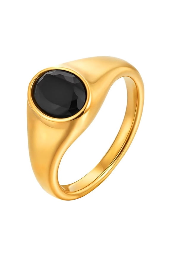 Gemstone Rings for Women Oval Cubic Zirconia Colorful Red Green Blue Finger Vintage Stainless Steel Gold Plated Unique Dainty Elegant Jewelry Black Size 6