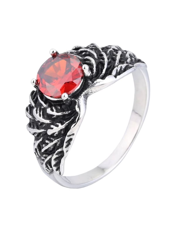 Gemstone Rings for Men Circle Red Gothic White Vintage Statement Personalized Dainty Jewelry Red Size 11