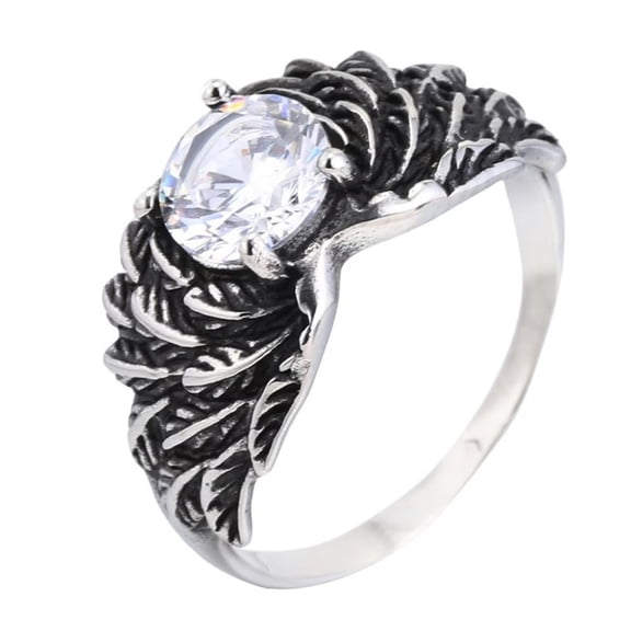 PAURO Gemstone Rings for Men Circle Red Gothic White Vintage Statement Personalized Dainty Jewelry White Size 13