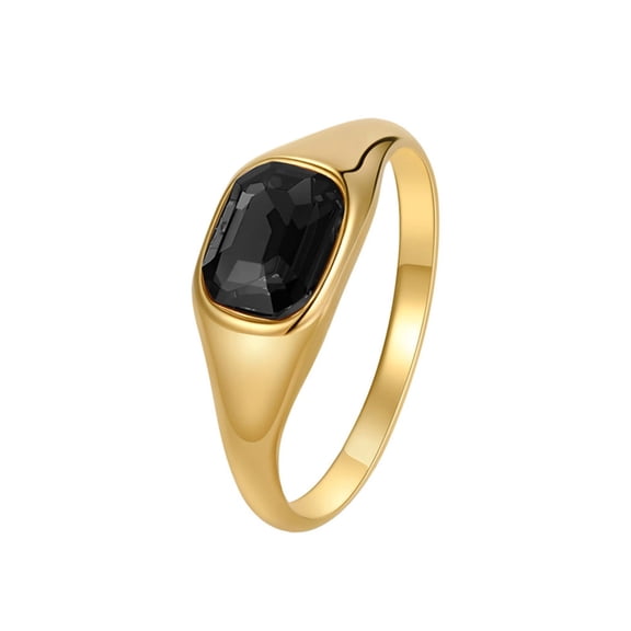 PAURO Gemstone Rings for Women Purple Green Finger Vintage Stainless Steel Gold Plated Personalized Statement Dainty Colorful Jewelry Black Size 8