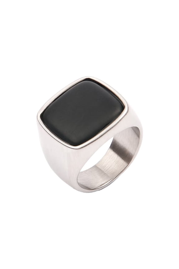 Gemstone Signet Rings for Men Black Silver Gold Plated Square Colorful Vintage Size 15 Statement Personalized Dainty Jewelry Silver Black Size 15