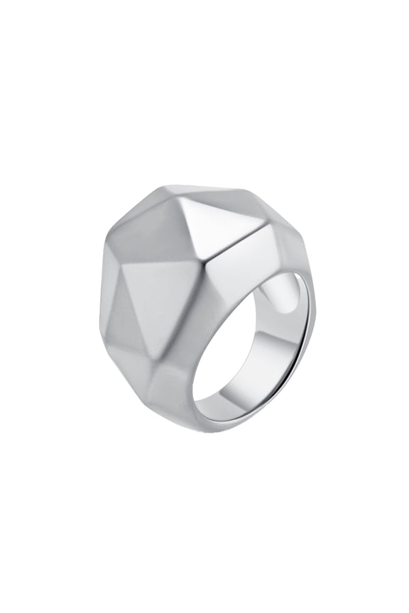 Geometric Cut Statement Ring for Women Chunky Minimalist Jewelry Stackable Cocktail Band Trendy Gift for Her Silver Size 9