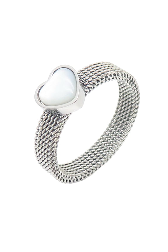 Heart Rings for Women Gemstone Dainty Silver Gold Plated Eternity Mesh Inspirational Love Personalized Simple Statement Jewelry Silver Size 6