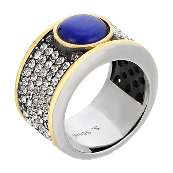 PAURO Hip Hop Stainless Steel Ring for Men Full Cubic Zirconia Ice Eternity Band Iced Out Bling Stackable Jewelry Size 9