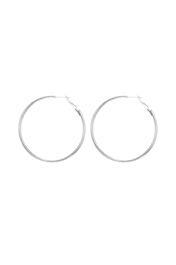 Hoop Earrings for Women Gold/Silver Plated Statement Stainless Steel 30mm 40mm 50mm 60mm Huggie Post Large Personalized Exaggerated Simple Round Jewelry Silver 30mm