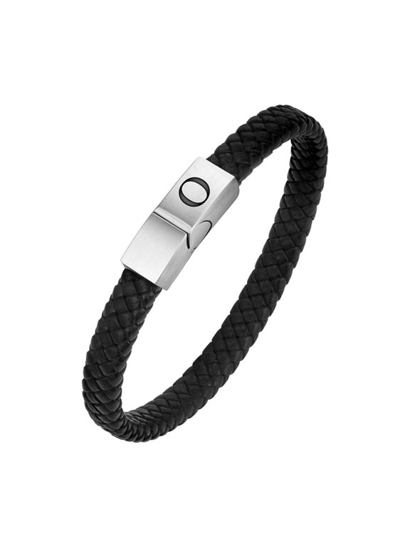 Initial Bracelets for Men Name Simple Stainless Steel Charm Personalized Dainty Cuff Capital Monogram Jewelry Black Letter O