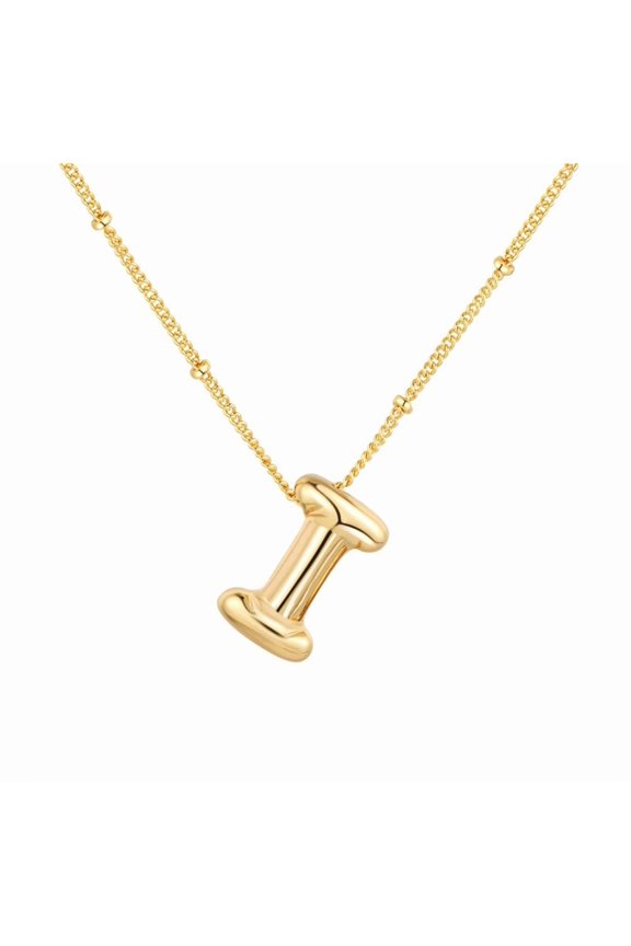 Initial Bubble Necklaces for Women A-Z Letter Name Gold Plated Stainless Steel Chunky Pendant Personalized Statement Delicate Alphabet Charm Elegant Dainty Jewelry Gold Letter I
