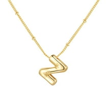 PAURO Initial Bubble Necklaces for Women A-Z Letter Name Gold Plated Stainless Steel Chunky Pendant Personalized Statement Delicate Alphabet Charm Elegant Dainty Jewelry Gold Letter Z