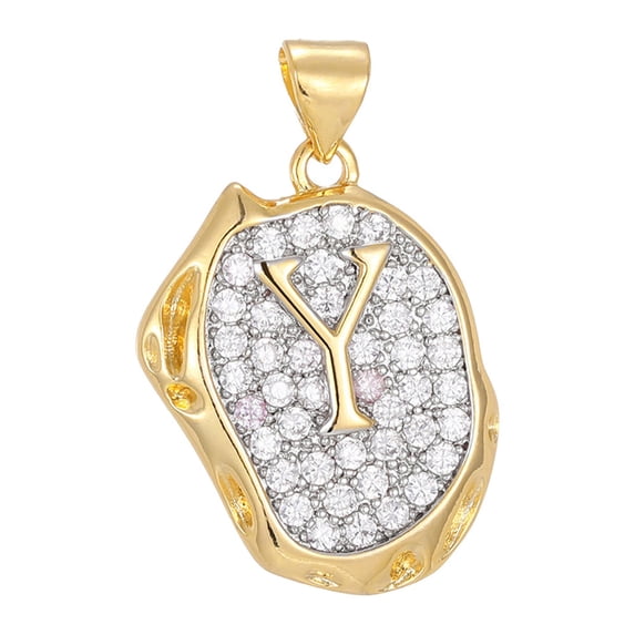 PAURO Initial Letter Necklaces for Women A-Z Gold Plated Stainless Steel Cubic Zirconia Irregular Personalized Statement Delicate Elegant Name Dainty Pendant Jewelry With 60cm Chain Letter Y