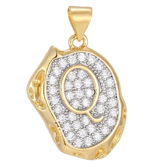 PAURO Initial Letter Necklaces for Women A-Z Gold Plated Stainless Steel Cubic Zirconia Irregular Personalized Statement Delicate Elegant Name Dainty Pendant Jewelry With 60cm Chain Letter Q