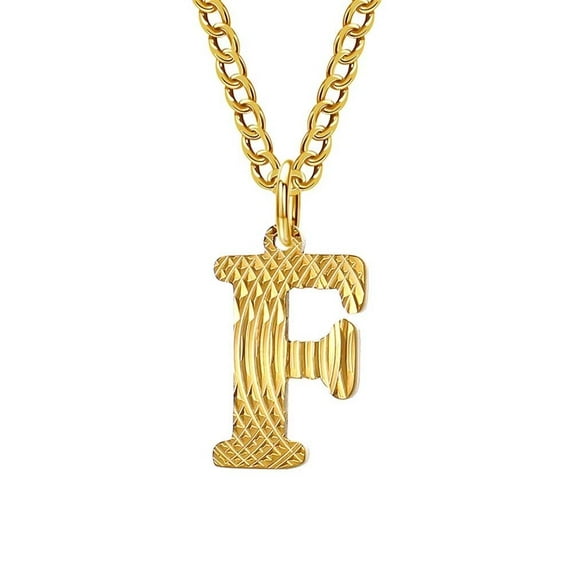 PAURO Initial Necklaces Stainless Steel A-Z Letter Pendant Couple Necklace for Men Women Gold F