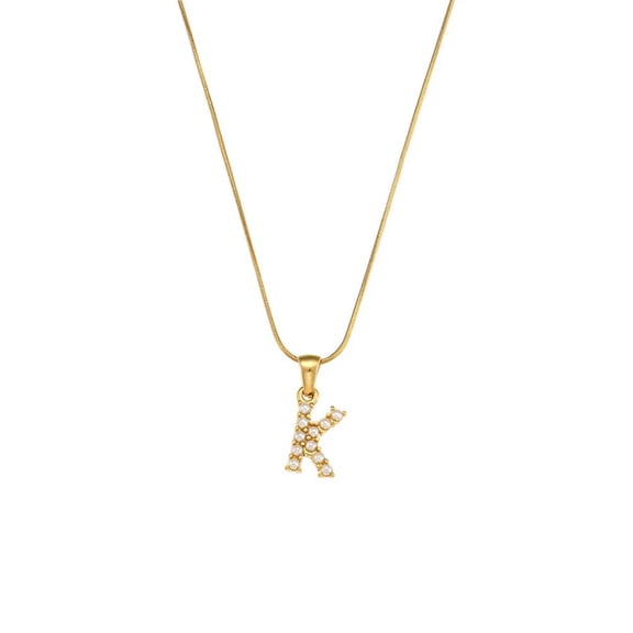 PAURO Initial Necklaces for Women A-Z Pendant Gold Plated Stainless Steel Dainty Personalized Statement Delicate Alphabet Snake Chain Small Elegant Letter Jewelry Gold Letter K