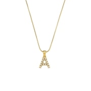 PAURO Initial Necklaces for Women A-Z Pendant Gold Plated Stainless Steel Dainty Personalized Statement Delicate Alphabet Snake Chain Small Elegant Letter Jewelry Gold Letter A