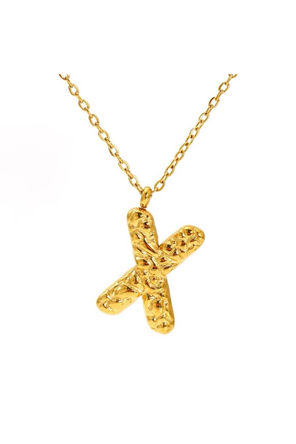 Initial Necklaces for Women Bubble Pendant Charm Gold Plated Letter K Stainless Steel Name Alphabet F Dainty Chain Personalized Statement Simple Elegant Jewelry Gold Letter X