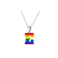 thumbnail image 1 of PAURO Initial Necklaces for Women Men Stainless Steel Capital Letter Pendant Lgbt Rainbow Pride Choker Alphabet E, 1 of 3