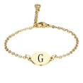 thumbnail image 1 of PAURO Initial Oval Bracelets for Women Name Letter K Alphabet F Gold Plated Stainless Steel Personalized Statement Simple Elegant Jewelry Gold Letter G, 1 of 3