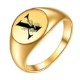 thumbnail image 1 of PAURO Initial Rings for Men Women Letter Rose Flower Name Black Silver Gold Plated Size 4 Stainless Steel Cool Personalized Statement Simple Jewelry Gold X Size 11, 1 of 3