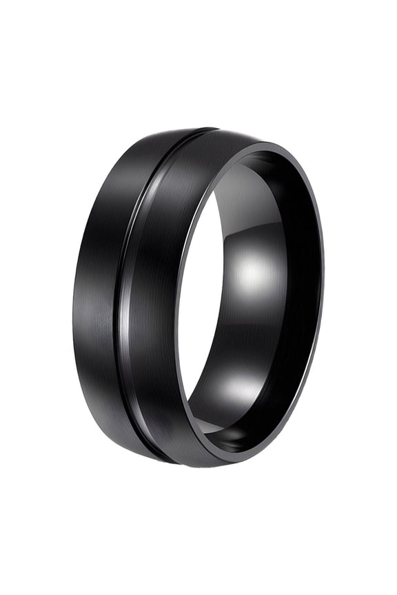 Matte Rings for Men Black Silver Simple Stainless Steel Statement Personalized Cool Wide 8MM Jewelry Black Size 13