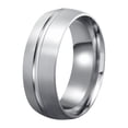 thumbnail image 1 of PAURO Matte Rings for Men Black Silver Simple Stainless Steel Statement Personalized Cool Wide 8MM Jewelry Silver Size 8, 1 of 6