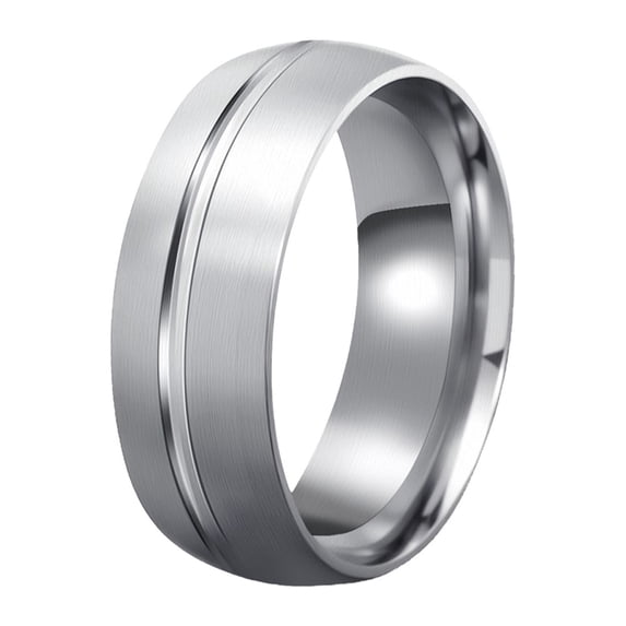 PAURO Matte Rings for Men Black Silver Simple Stainless Steel Statement Personalized Cool Wide 8MM Jewelry Silver Size 8