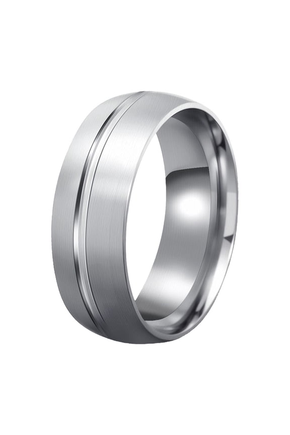 Matte Rings for Men Black Silver Simple Stainless Steel Statement Personalized Cool Wide 8MM Jewelry Silver Size 9