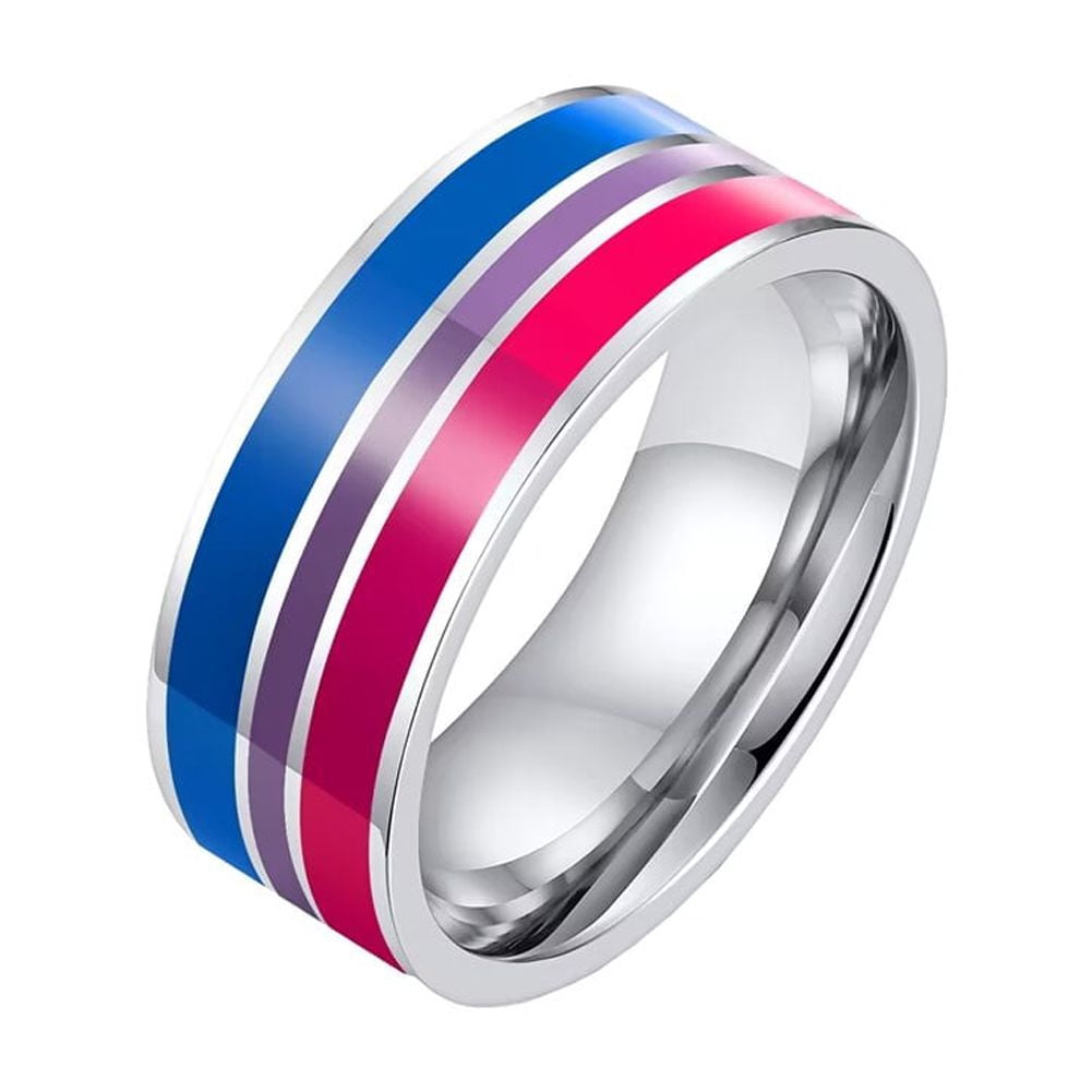 PRIDE タイニビッツ 14体+リング PAURO Men 8mm Stainless Steel Enamel Rainbow LGBT Pride Ring for
