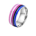 thumbnail image 1 of PAURO Men 8mm Stainless Steel Enamel Rainbow LGBT Pride Ring for Lesbian Gay LGBTQ Wedding Band Genderfluid Size 11, 1 of 5