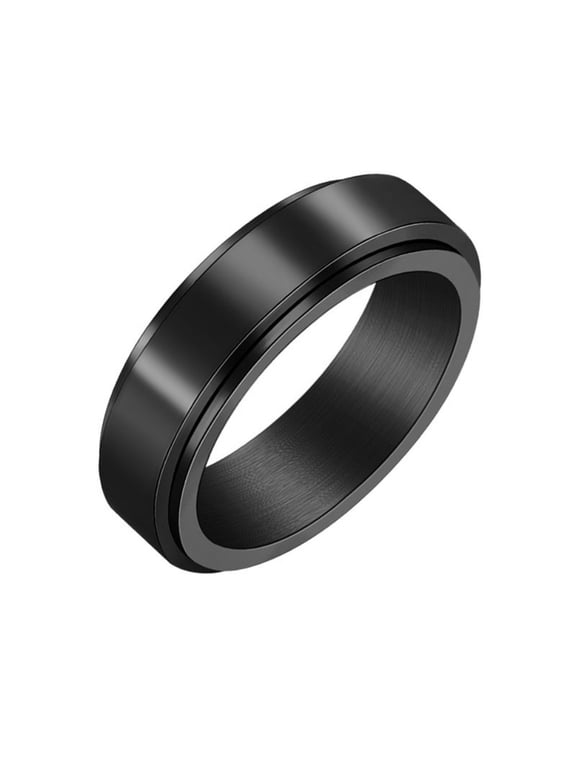 Men Stainless Steel Anxiety Ring Cool Simple Band 6mm Spinner Rings Fidget Ring Black Size 10